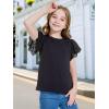 imageWULFUL Girls Shirts Fashion Cotton Summer Short Sleeve Tops Casual TShirts 415 Years OldBlack