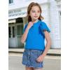 imageWULFUL Girls Shirts Fashion Cotton Summer Short Sleeve Tops Casual TShirts 415 Years OldLake Blue