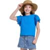 imageWULFUL Girls Shirts Fashion Cotton Summer Short Sleeve Tops Casual TShirts 415 Years OldLake Blue