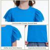 imageWULFUL Girls Shirts Fashion Cotton Summer Short Sleeve Tops Casual TShirts 415 Years OldLake Blue