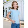 imageWULFUL Girls Shirts Fashion Cotton Summer Short Sleeve Tops Casual TShirts 415 Years OldLight Blue
