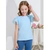 imageWULFUL Girls Shirts Fashion Cotton Summer Short Sleeve Tops Casual TShirts 415 Years OldLight Blue