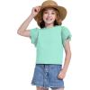 imageWULFUL Girls Shirts Fashion Cotton Summer Short Sleeve Tops Casual TShirts 415 Years OldLight Green
