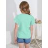 imageWULFUL Girls Shirts Fashion Cotton Summer Short Sleeve Tops Casual TShirts 415 Years OldLight Green