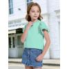 imageWULFUL Girls Shirts Fashion Cotton Summer Short Sleeve Tops Casual TShirts 415 Years OldLight Green