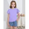 imageWULFUL Girls Shirts Fashion Cotton Summer Short Sleeve Tops Casual TShirts 415 Years OldLight Purple