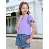 imageWULFUL Girls Shirts Fashion Cotton Summer Short Sleeve Tops Casual TShirts 415 Years OldLight Purple