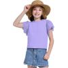 imageWULFUL Girls Shirts Fashion Cotton Summer Short Sleeve Tops Casual TShirts 415 Years OldLight Purple