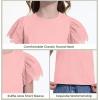 imageWULFUL Girls Shirts Fashion Cotton Summer Short Sleeve Tops Casual TShirts 415 Years OldPink