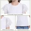 imageWULFUL Girls Shirts Fashion Cotton Summer Short Sleeve Tops Casual TShirts 415 Years OldWhite