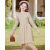 imageWULFUL Girls Sweater Dress Long Sleeve Button Pleated Casual Fall Winter Knit Dresses 512YApricot