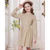 imageWULFUL Girls Sweater Dress Long Sleeve Button Pleated Casual Fall Winter Knit Dresses 512YApricot
