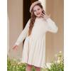 imageWULFUL Girls Sweater Dress Long Sleeve Button Pleated Casual Fall Winter Knit Dresses 512YBeige