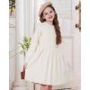 imageWULFUL Girls Sweater Dress Long Sleeve Button Pleated Casual Fall Winter Knit Dresses 512YBeige