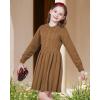 imageWULFUL Girls Sweater Dress Long Sleeve Button Pleated Casual Fall Winter Knit Dresses 512YCoffee