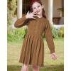 imageWULFUL Girls Sweater Dress Long Sleeve Button Pleated Casual Fall Winter Knit Dresses 512YCoffee