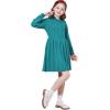 imageWULFUL Girls Sweater Dress Long Sleeve Button Pleated Casual Fall Winter Knit Dresses 512YDiamond Green
