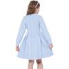 imageWULFUL Girls Sweater Dress Long Sleeve Button Pleated Casual Fall Winter Knit Dresses 512YLight Blue