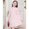 imageWULFUL Girls Sweater Dress Long Sleeve Button Pleated Casual Fall Winter Knit Dresses 512YLight Pink