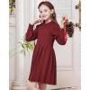 imageWULFUL Girls Sweater Dress Long Sleeve Button Pleated Casual Fall Winter Knit Dresses 512YWine Red
