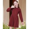 imageWULFUL Girls Sweater Dress Long Sleeve Button Pleated Casual Fall Winter Knit Dresses 512YWine Red