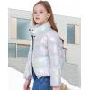 imageWULFUL Girls Winter Puffer Jacket Lightwight Warm Coat ShortSilver