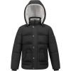 imageWULFUL Kids Boys Winter Coat Detachable Hat Puffer Windbreaker Warm Cotton Jacket Parka Down Outdoor CoatsBlack