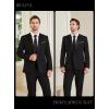 imageWULFUL Mens 2 Piece Slim Fit Suit Set One Button Blazer Jacket Pants Tuxedo Set for Prom Wedding and BusinessBlack