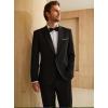 imageWULFUL Mens 2 Piece Slim Fit Suit Set One Button Blazer Jacket Pants Tuxedo Set for Prom Wedding and BusinessBlack