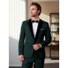 imageWULFUL Mens 2 Piece Slim Fit Suit Set One Button Blazer Jacket Pants Tuxedo Set for Prom Wedding and BusinessDark Green