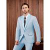 imageWULFUL Mens 2 Piece Slim Fit Suit Set One Button Blazer Jacket Pants Tuxedo Set for Prom Wedding and BusinessLight Blue Light Blue Lapel
