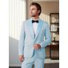 imageWULFUL Mens 2 Piece Slim Fit Suit Set One Button Blazer Jacket Pants Tuxedo Set for Prom Wedding and BusinessLight Blue Light Blue Lapel