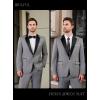 imageWULFUL Mens 2 Piece Slim Fit Suit Set One Button Blazer Jacket Pants Tuxedo Set for Prom Wedding and BusinessLight Grey Black Lapel