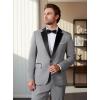 imageWULFUL Mens 2 Piece Slim Fit Suit Set One Button Blazer Jacket Pants Tuxedo Set for Prom Wedding and BusinessLight Grey Black Lapel