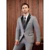 imageWULFUL Mens 2 Piece Slim Fit Suit Set One Button Blazer Jacket Pants Tuxedo Set for Prom Wedding and BusinessLight Grey Black Lapel