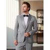 imageWULFUL Mens 2 Piece Slim Fit Suit Set One Button Blazer Jacket Pants Tuxedo Set for Prom Wedding and BusinessLight Grey Light Grey Lapel