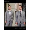imageWULFUL Mens 2 Piece Slim Fit Suit Set One Button Blazer Jacket Pants Tuxedo Set for Prom Wedding and BusinessLight Grey Light Grey Lapel