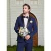 imageWULFUL Mens 2 Piece Slim Fit Suit Set One Button Blazer Jacket Pants Tuxedo Set for Prom Wedding and BusinessNavy