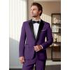 imageWULFUL Mens 2 Piece Slim Fit Suit Set One Button Blazer Jacket Pants Tuxedo Set for Prom Wedding and BusinessPurple