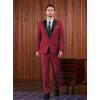 imageWULFUL Mens 2 Piece Slim Fit Suit Set One Button Blazer Jacket Pants Tuxedo Set for Prom Wedding and BusinessRed