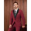 imageWULFUL Mens 2 Piece Slim Fit Suit Set One Button Blazer Jacket Pants Tuxedo Set for Prom Wedding and BusinessRed