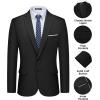 imageWULFUL Mens 2 Piece Suits Slim Fit Two Button Blazer Jacket Pants Set for PartyWedding and BusinessBlack