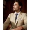 imageWULFUL Mens 2 Piece Suits Slim Fit Two Button Blazer Jacket Pants Set for PartyWedding and BusinessChampagne