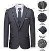 imageWULFUL Mens 2 Piece Suits Slim Fit Two Button Blazer Jacket Pants Set for PartyWedding and BusinessDark Grey