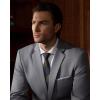 imageWULFUL Mens 2 Piece Suits Slim Fit Two Button Blazer Jacket Pants Set for PartyWedding and BusinessLight Gray