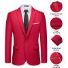 imageWULFUL Mens 2 Piece Suits Slim Fit Two Button Blazer Jacket Pants Set for PartyWedding and BusinessRed