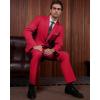 imageWULFUL Mens 2 Piece Suits Slim Fit Two Button Blazer Jacket Pants Set for PartyWedding and BusinessRed