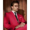 imageWULFUL Mens 2 Piece Suits Slim Fit Two Button Blazer Jacket Pants Set for PartyWedding and BusinessRed