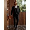 imageWULFUL Mens 3 Piece Suits Slim Fit Tuxedo Suit Set One Button Shawl Lapel Blazer Jacket Vest Pants Set for Prom BusinessBlack