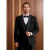 imageWULFUL Mens 3 Piece Suits Slim Fit Tuxedo Suit Set One Button Shawl Lapel Blazer Jacket Vest Pants Set for Prom BusinessBlack
